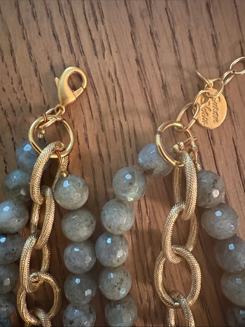 NIBWT Susan Shaw Gray Labradorite and Gold Statement Triple Layer Necklace - Picture 8 of 17